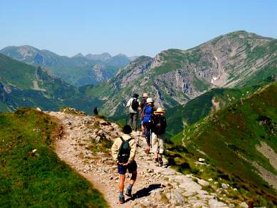 Famous ridge walk in the High Tatra Mountains Poland